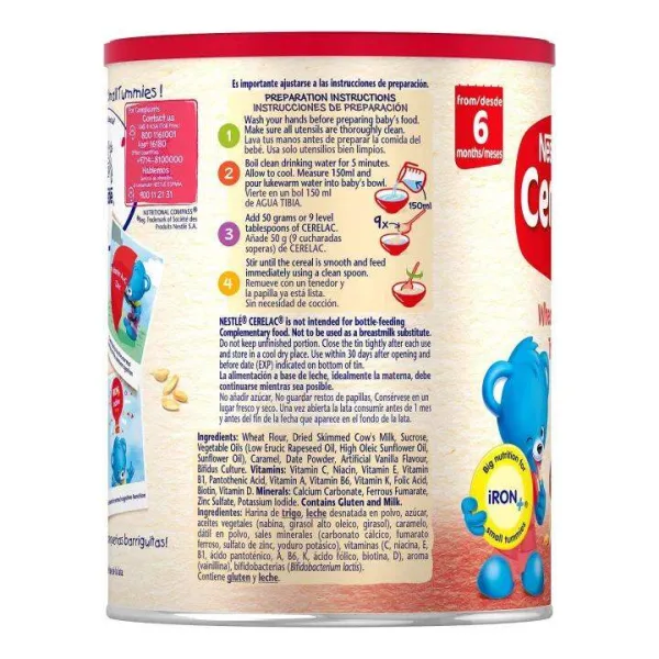 Cerelac Trigo y Datil Spanish baby cereal 400 gram pack 6 months plus
