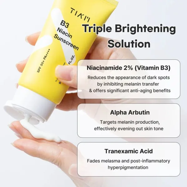 Korean SPF 50+ PA++++ sunscreen with niacinamide from Tiam