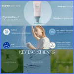 Korean centella sun serum SPF50+ with no white cast for sensitive skin