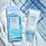 Korean centella sunscreen SPF 50+ with hyaluronic acid and pump dispenser