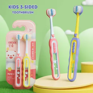 Toddler toothbrush 3 sided for boys and girls age 3 plus