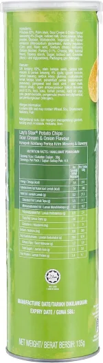 Lays Stax stackable potato crisps sour cream onion 100 gram