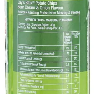 Lays Stax stackable potato crisps sour cream onion 100 gram