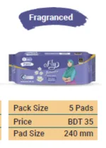 Fly jasmine scented sanitary pads with airlaid SAP core 5 piece pack