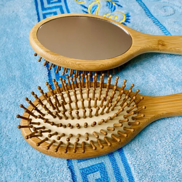 Eco friendly wooden comb with bamboo bristle brush hair care set