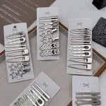 Silver metal duckbill hair clips Y2K style side bang barrettes