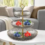 Decorative 3 layer tiered tray for fruit dessert and snacks