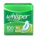 Whisper Ultra Clean XL+ sanitary pads pack of 15 napkins with herbal oil