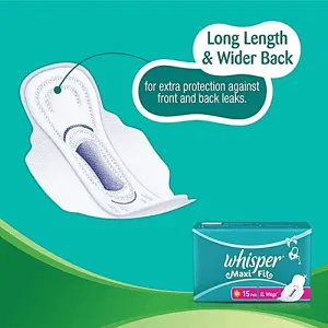 Whisper Maxi Fit L plus hypoallergenic sanitary napkins 15 pads