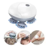Waterproof electric head massager with rotating silicone heads