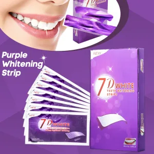 Purple teeth whitening strip colour corrector for at-home use