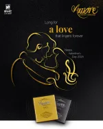 Wide fit black condom from Amore with vanilla scent