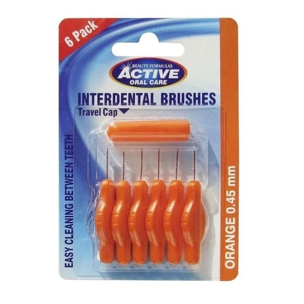 Six pack of interdental brushes for daily plaque removal