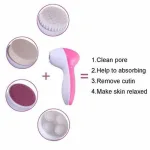 5 in 1 electric facial cleansing brush set with massage heads