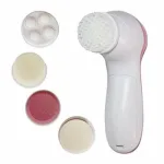 Facial cleansing and massage device with five attachment heads