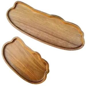 Decorative wood tray for bread snacks cake and fruit serving