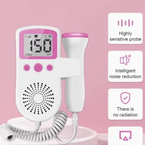 Portable fetal doppler heartbeat detector with LCD display