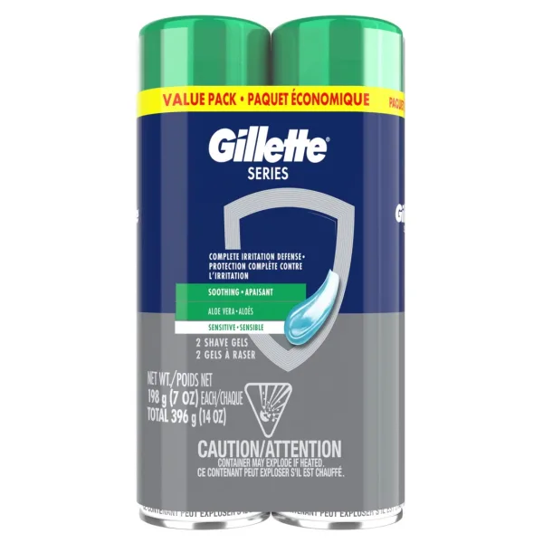 Gillette soothing shaving gel aloe vera 2 x 200 ml value pack