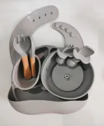 Soft silicone toddler feeding set safe for gums and new teeth