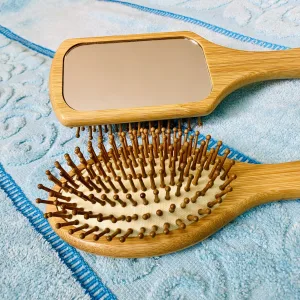 Eco friendly wooden comb with bamboo bristle brush hair care set
