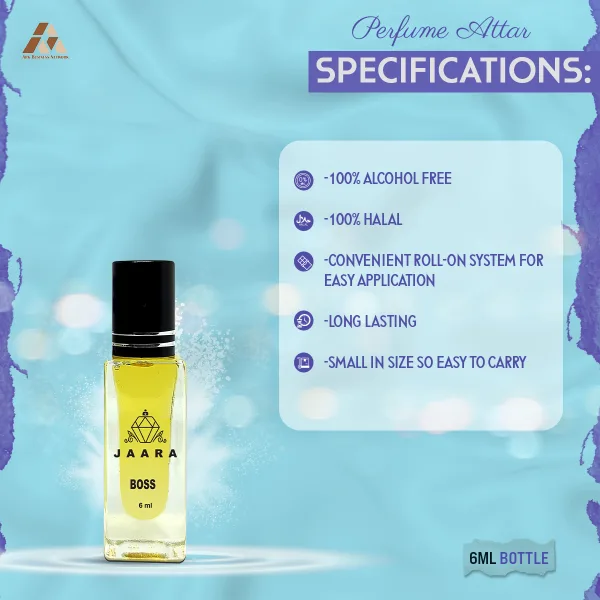 Jaara 6 ml alcohol-free roll on fragrance oil bottle
