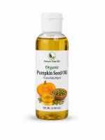 Pure pumpkin seed oil bottle rich in vitamin E for hair care