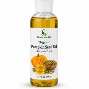 Pure pumpkin seed oil bottle rich in vitamin E for hair care