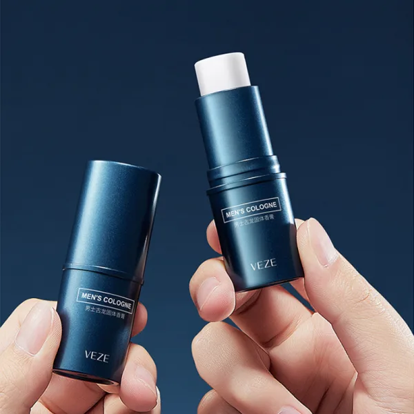 Alcohol free solid cologne balm applied to pulse points