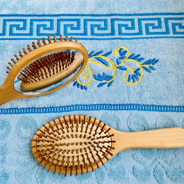 Wooden hair comb and bamboo scalp massage brush set anti static