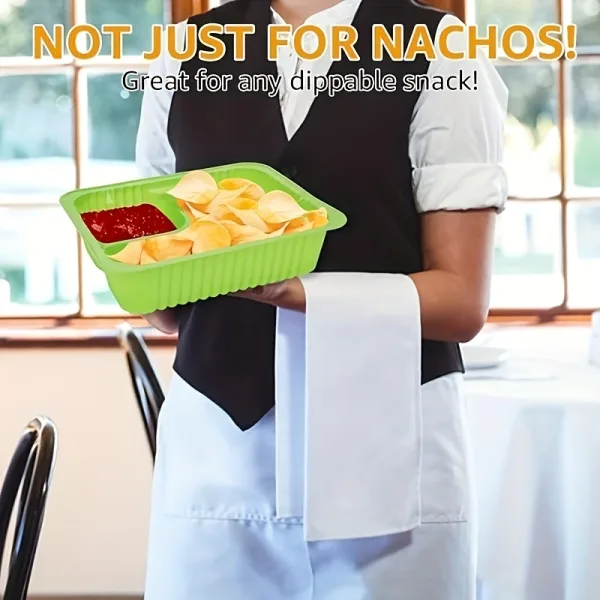 Divided snack containers for nachos chips and dip party serving