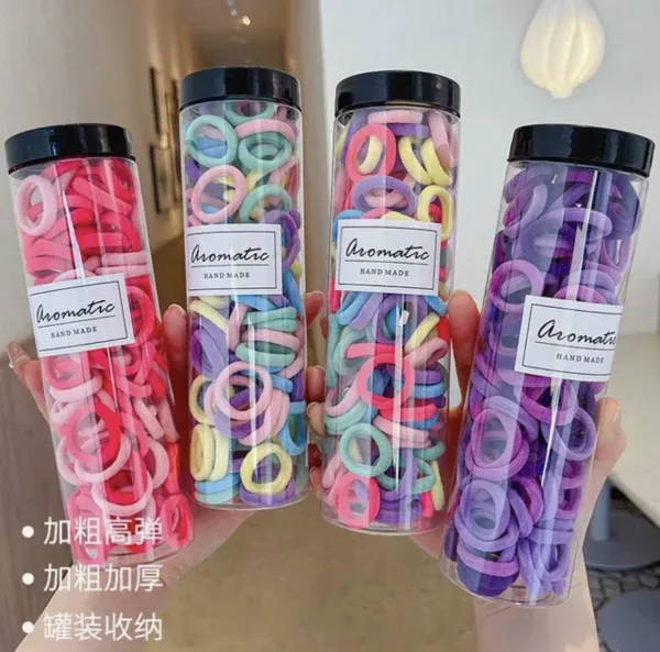 Mini elastic hair ties for kids ponytails 100 pieces multicolour