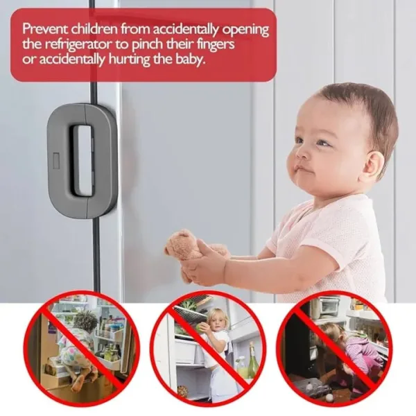 Child safety strap lock for cabinets and fridges anti pinch