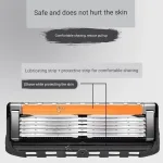 Five blade manual razor for men with ergonomic non-slip handle