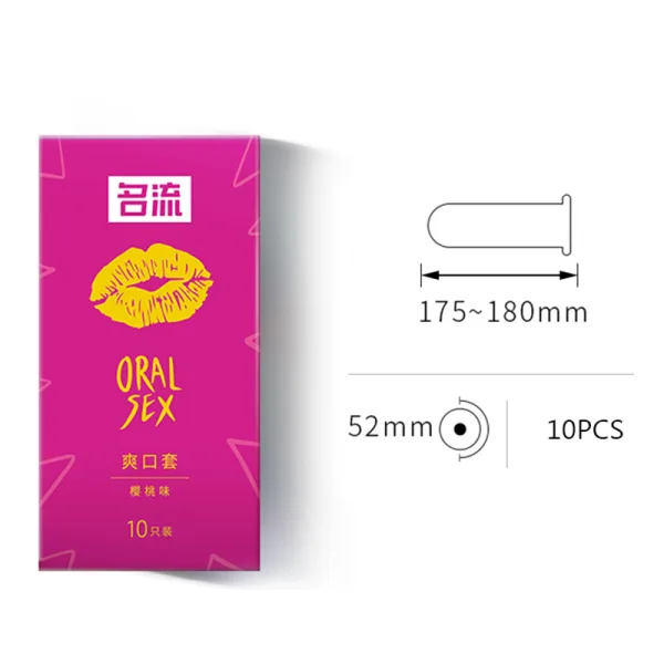 Cherry flavour oral sex condom natural latex 52mm