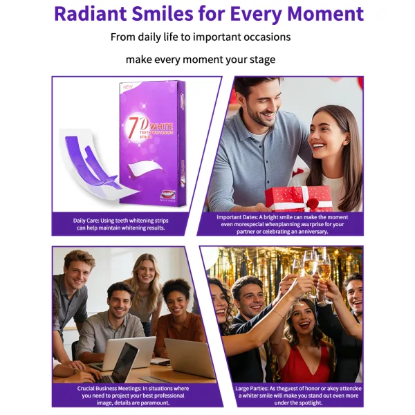 No sensitivity purple bleaching strip for instant teeth cleaning