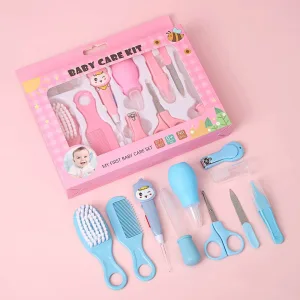 10pcs baby care grooming kit with nail scissors and nasal aspirator