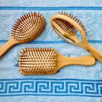 Natural wood comb and bamboo massage brush for all hair types