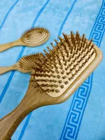 Premium natural wooden wide tooth hair comb anti static