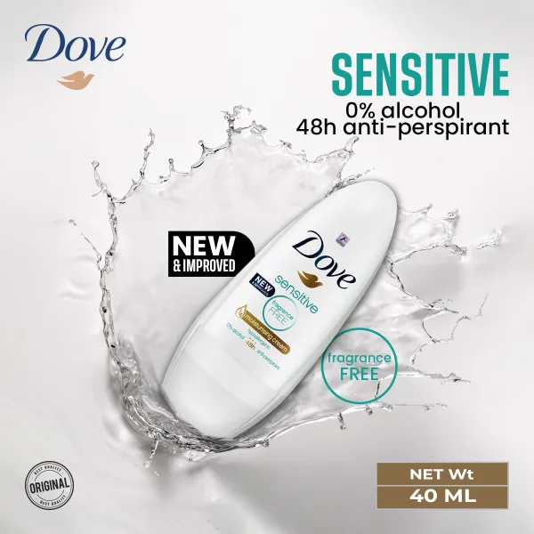 Dove Sensitive antiperspirant roll-on for irritated underarm skin