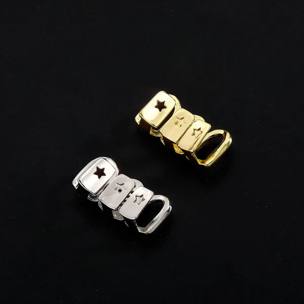 Hip hop CZ teeth grillz 3 tooth cap in gold and silver colour