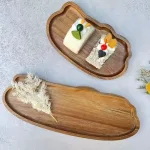 Decorative wood tray for bread snacks cake and fruit serving