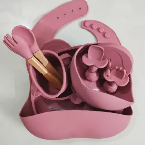 BPA free silicone baby bowl and spoon set for self feeding toddlers