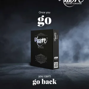 Black luxury latex condom combo pack from Amore