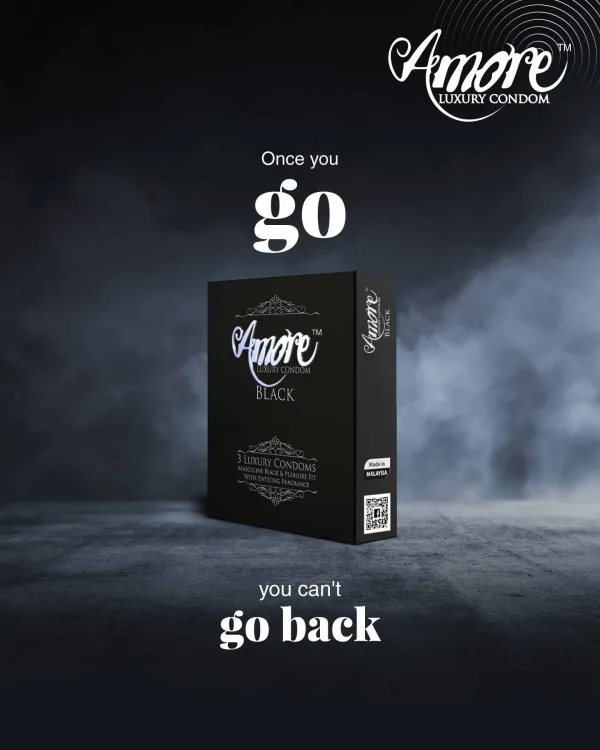 Black luxury latex condom combo pack from Amore