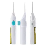 Rechargeable oral irrigator being used along the gumline