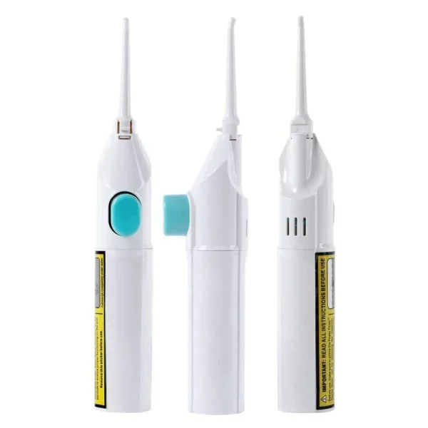 Rechargeable oral irrigator being used along the gumline