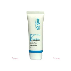Water resistant sun cream SPF 50+ with adenosine and arbutin