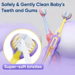 Toddler toothbrush 3 sided for boys and girls age 3 plus