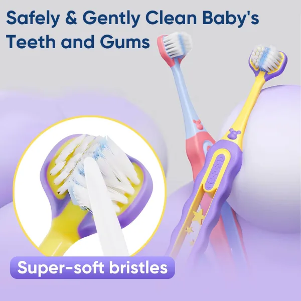 Toddler toothbrush 3 sided for boys and girls age 3 plus