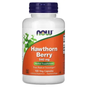 NOW Foods hawthorn berry 540mg 100 vegetarian capsules bottle